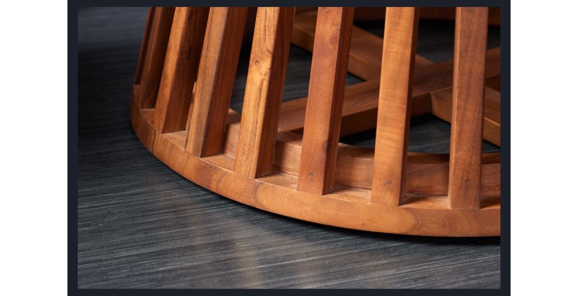 Table de salle à manger TALMA 130 cm – Plateau rond en acacia verni – Esprit rustique et chaleureux