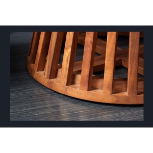 Table de salle à manger TALMA 130 cm – Plateau rond en acacia verni – Esprit rustique et chaleureux