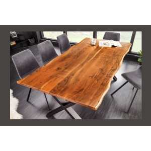 Table ARKAYA 180cm en bois d'acacia avec pieds en X vu de haut
