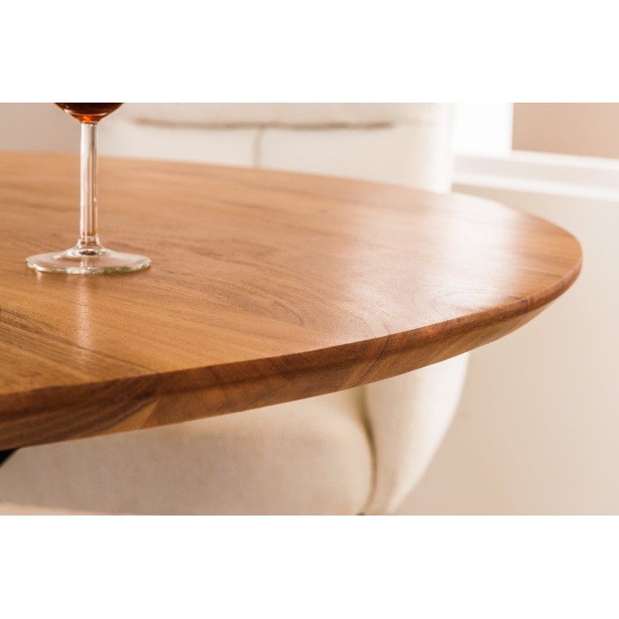 Table de salle à manger SOLARA 130 cm – Plateau rond en acacia massif et pieds métal noir – Style industriel chic