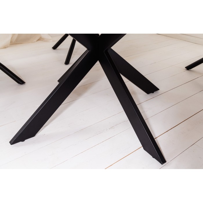 Table de salle à manger SOLARA 130 cm – Plateau rond en acacia massif et pieds métal noir – Style industriel chic