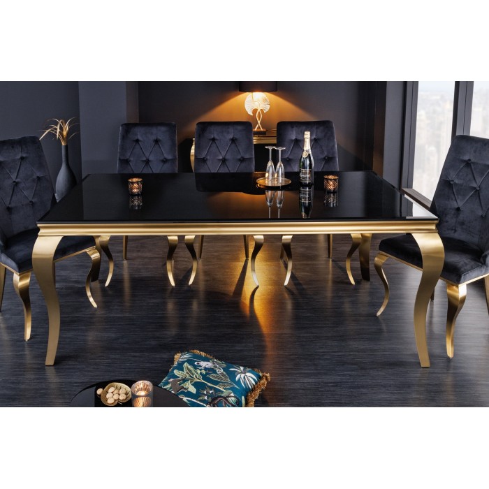 Table VELENA dorée 200cm vu de face