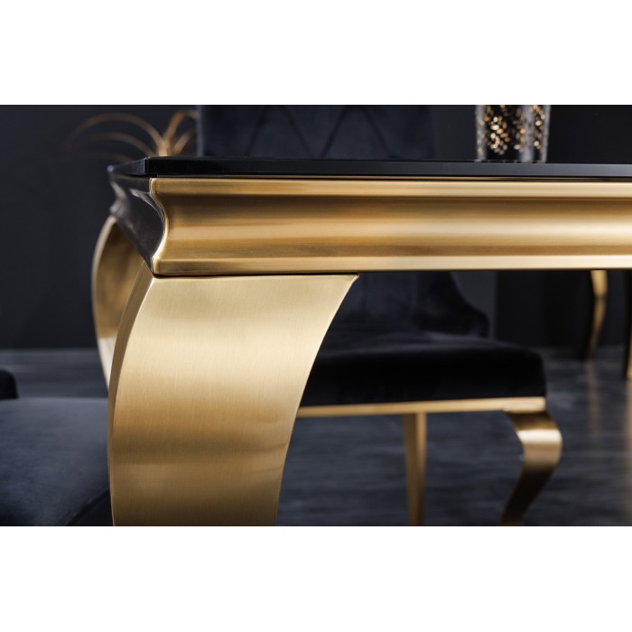 Zoom sur la tranche de la table VELENA dorée 200cm