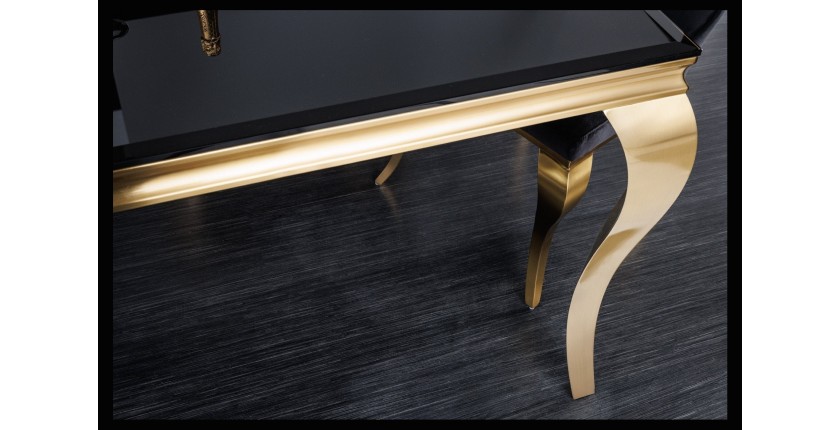Zoom sur le plateau de la table dorée VELENA 200cm
