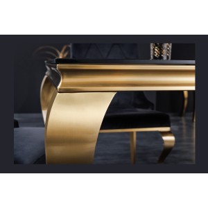 Zoom sur la tranche de la table VELENA dorée 180cm