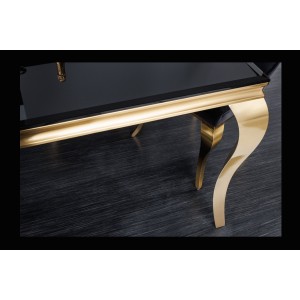 Zoom sur le plateau de la table VELENA dorée 180cm