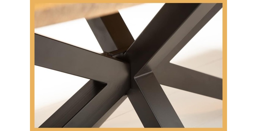 Zoom sur les détails de la table SOLARA en bois de manguier 160cm