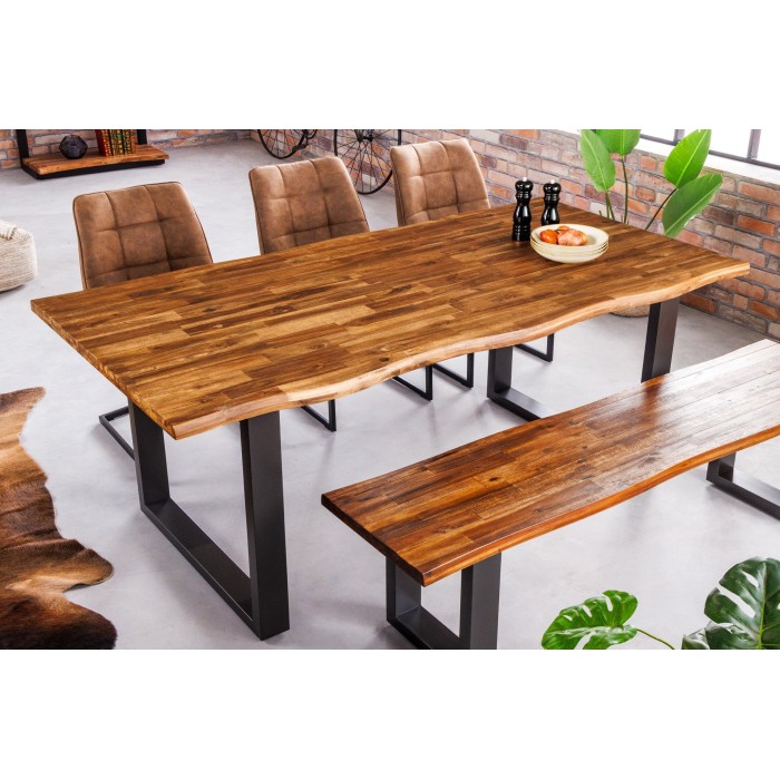 Table NALKO en bois d'acacia 160cm vu de côté
