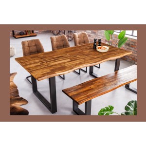 Table NALKO en bois d'acacia 160cm vu de côté