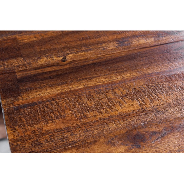 Table de salle à manger NALKO 160 cm – Plateau en bois d’acacia huilé et structure en métal noir – Style industriel et naturel