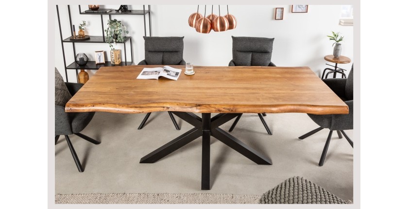 Table ARKAYA 220cm en bois d'acacia vu de face