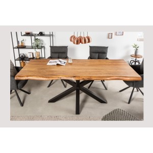 Table ARKAYA 220cm en bois d'acacia vu de face