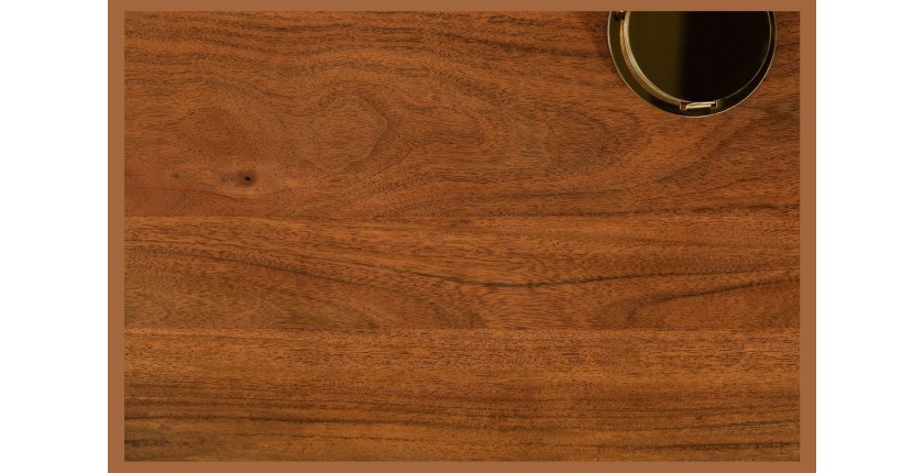 Table de salle à manger ARKAYA 180 cm – Plateau en bois massif d’acacia verni et structure en métal noir – Style industriel et n