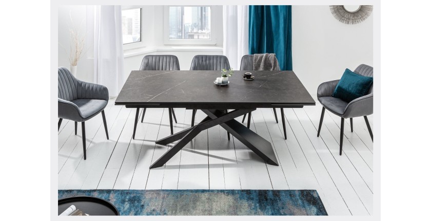 Table STELIX noire extensible jusqu'à 260cm sans extension