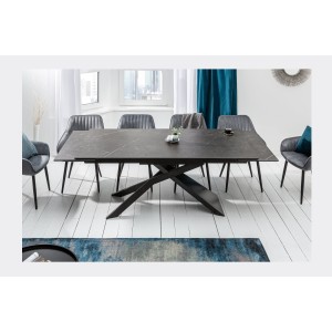 Table STELIX noire extensible jusqu'à 260cm avec une extension