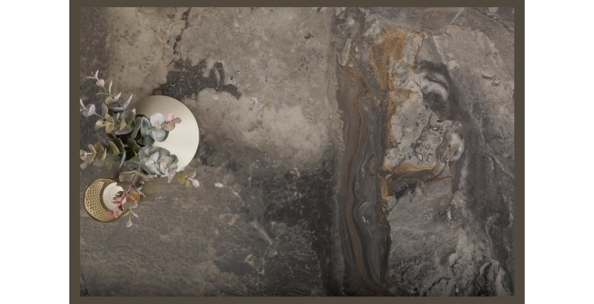 Zoom sur la texture de la table STELIX grise anthracite