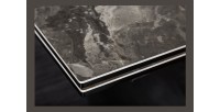 Zoom sur l'un des coins de la table STELIX grise anthracite