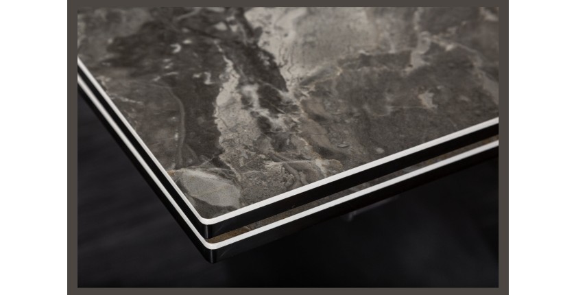 Zoom sur l'un des coins de la table STELIX grise anthracite