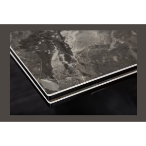 Zoom sur l'un des coins de la table STELIX grise anthracite