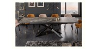 Table rectangulaire STELIX grise anthracite vu de face avec toutes les extensions