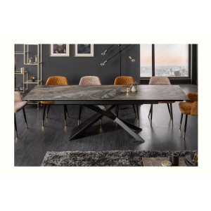 Table rectangulaire STELIX grise anthracite vu de face avec toutes les extensions