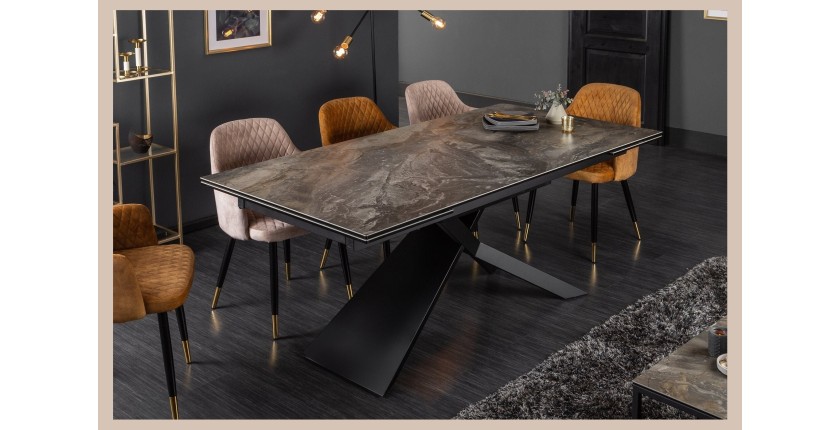Table rectangulaire STELIX grise anthracite vu de côté sans extension