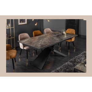 Table rectangulaire STELIX grise anthracite vu de côté sans extension