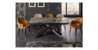 Table rectangulaire STELIX grise anthracite vu de face sans extension