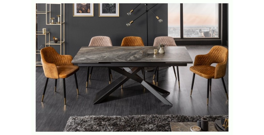 Table rectangulaire STELIX grise anthracite vu de face sans extension