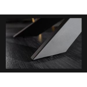 Zoom sur l'un des bouts de pieds de la table STELIX grise anthracite