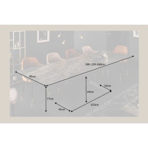 Table rectangulaire STELIX grise anthracite dimensions