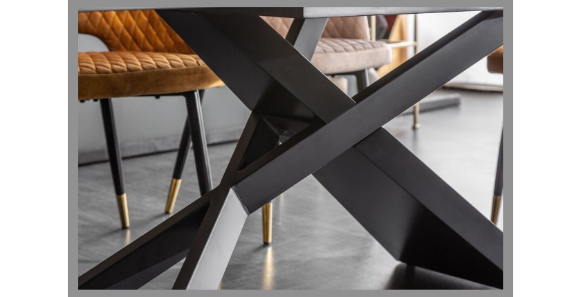 Zoom sur les détails de la structure de la table STELIX grise anthracite