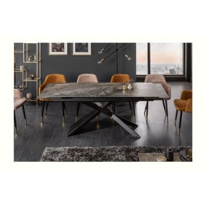Table rectangulaire STELIX grise anthracite vu de face avec une extension