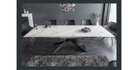 Table STELIX blanche vu de face avec toutes les extensions