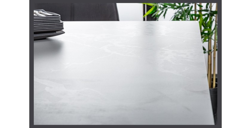 Zoom sur le plateau de la table STELIX blanche