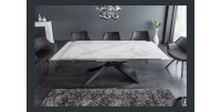 Table STELIX blanche vu de face avec le système d'extension