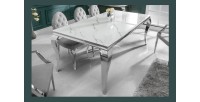 Table VELENA avec plateau blanc 200cm vu de côté