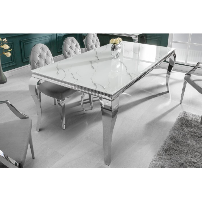 Table VELENA avec plateau blanc 200cm vu de côté