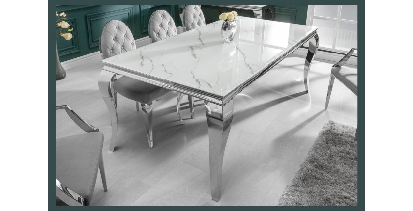 Table VELENA avec plateau blanc 200cm vu de côté