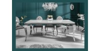 Table VELENA avec plateau blanc 200cm vu de face