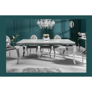 Table VELENA avec plateau blanc 200cm vu de face
