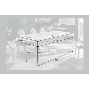 Table VELENA avec plateau blanc 200cm dimensions