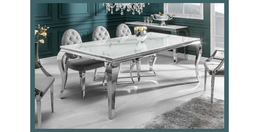 Table VELENA avec plateau blanc 180cm mise en situation