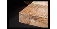 Zoom sur l'un des coins de la table LODEN en bois de manguier 120cm