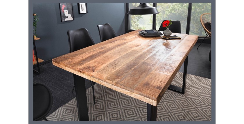 Table LODEN en bois de manguier 120cm vu de côté