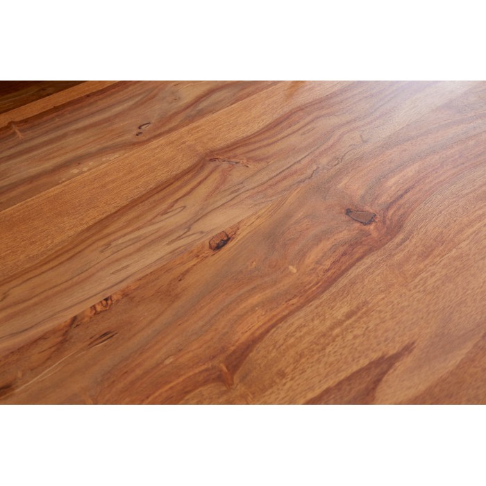 Table de salle à manger LODEN 200 cm – Plateau en bois massif de sheesham verni – Pieds en U en métal noir