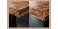 Zoom sur les détails de la tranche de la table LODEN 140cm en bois de Sheesham