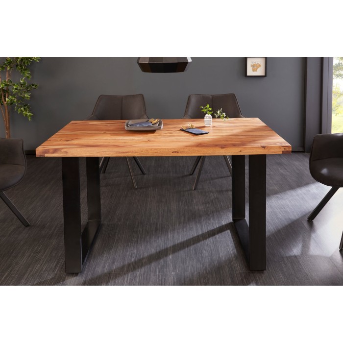 Table LODEN 140cm bois de Sheesham vu de face