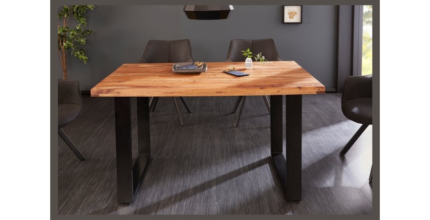Table LODEN 140cm bois de Sheesham vu de face