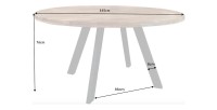 Table LODEN ronde bois clair 145 cm dimensions